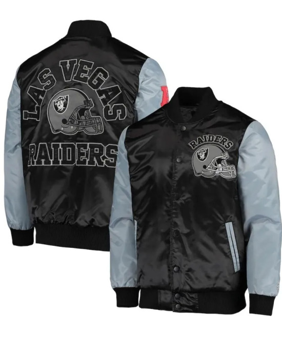 Starter Las Vegas Raiders Black and Grey Satin Jacket Starter Las Vegas Raiders Black and Grey Satin Jacket