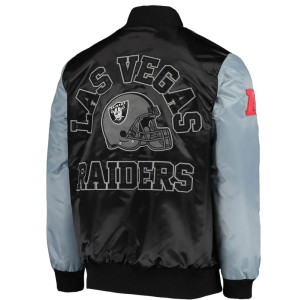 Starter Las Vegas Raiders Black and Grey Satin Jacket