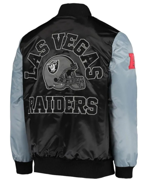Starter Las Vegas Raiders Black and Grey Satin Jacket Starter Las Vegas Raiders Black and Grey Satin Jacket