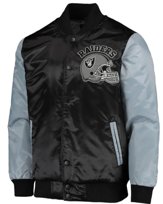 Starter Las Vegas Raiders Black and Grey Satin Jacket Starter Las Vegas Raiders Black and Grey Satin Jacket