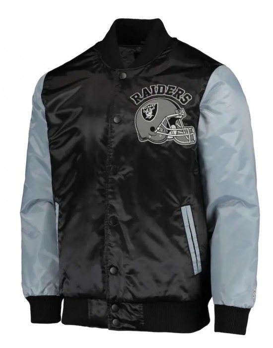 Starter Las Vegas Raiders Black and Grey Satin Jacket