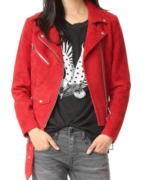 Suede Once Upon A Time Emma Red Leather Jacket Suede Once Upon A Time Emma Red Leather Jacket
