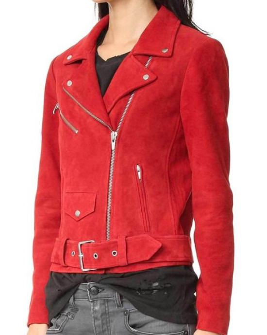 Suede Once Upon A Time Emma Red Leather Jacket Suede Once Upon A Time Emma Red Leather Jacket