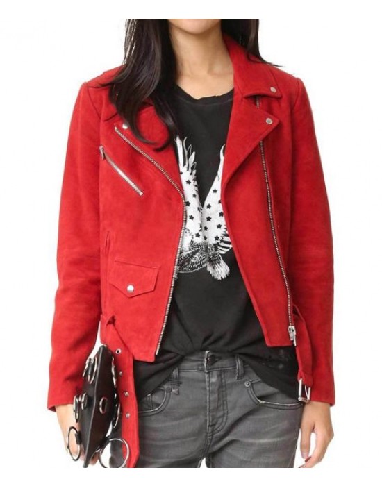 Suede Once Upon A Time Emma Red Leather Jacket