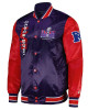 Super Bowl LVIII Purple and Red Varsity Satin Jacket Super Bowl LVIII Purple and Red Varsity Satin Jacket