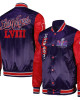 Super Bowl LVIII Purple and Red Varsity Satin Jacket Super Bowl LVIII Purple and Red Varsity Satin Jacket