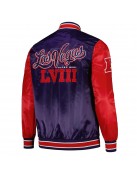 Super Bowl LVIII Purple and Red Varsity Satin Jacket