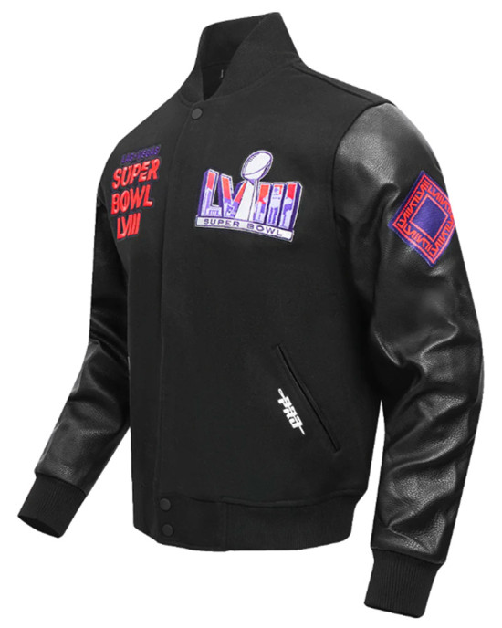 Superbowl LVIII Wool/Leather Varsity Jacket Superbowl LVIII Wool/Leather Varsity Jacket