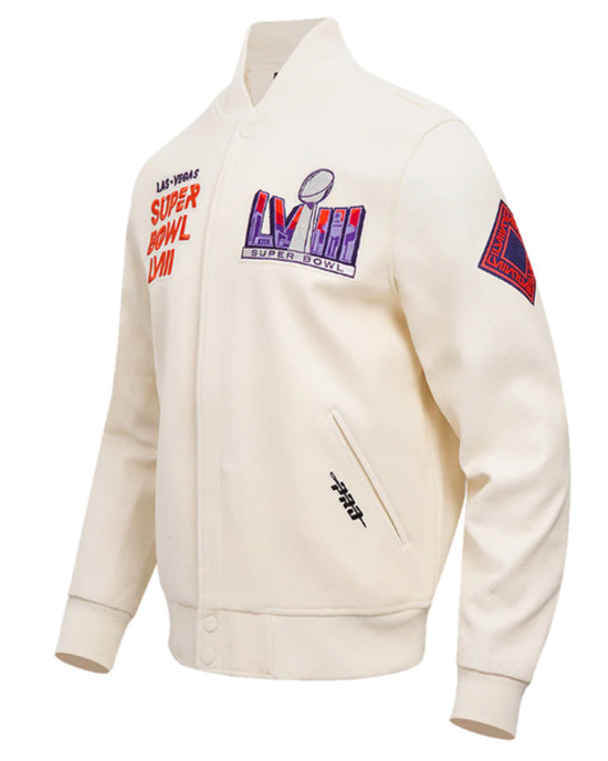 Superbowl LVIII Wool/Leather Varsity Jacket Superbowl LVIII Wool/Leather Varsity Jacket