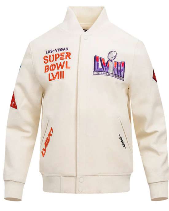 Superbowl LVIII Wool/Leather Varsity Jacket Superbowl LVIII Wool/Leather Varsity Jacket