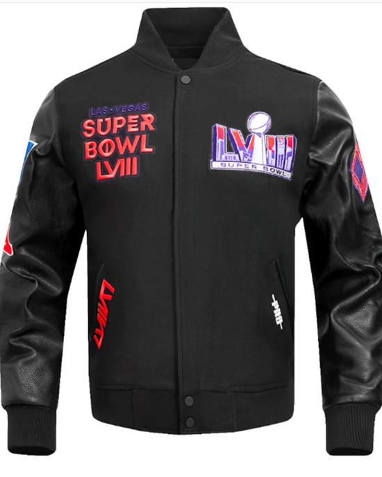 Superbowl LVIII Wool/Leather Varsity Jacket Superbowl LVIII Wool/Leather Varsity Jacket