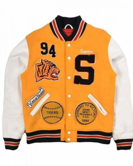 Supreme Tiger Varsity White/Yellow Jacket Supreme Tiger Varsity White/Yellow Jacket