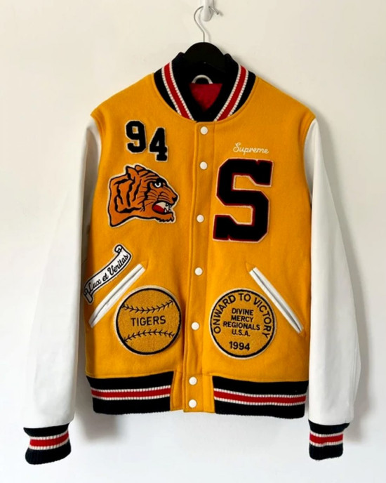 Supreme Tiger Varsity White/Yellow Jacket Supreme Tiger Varsity White/Yellow Jacket