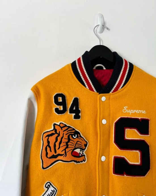 Supreme Tiger Varsity White/Yellow Jacket Supreme Tiger Varsity White/Yellow Jacket