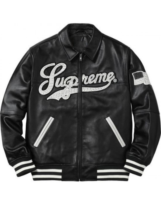 Supreme Uptown Studded Varsity Leather Jacket