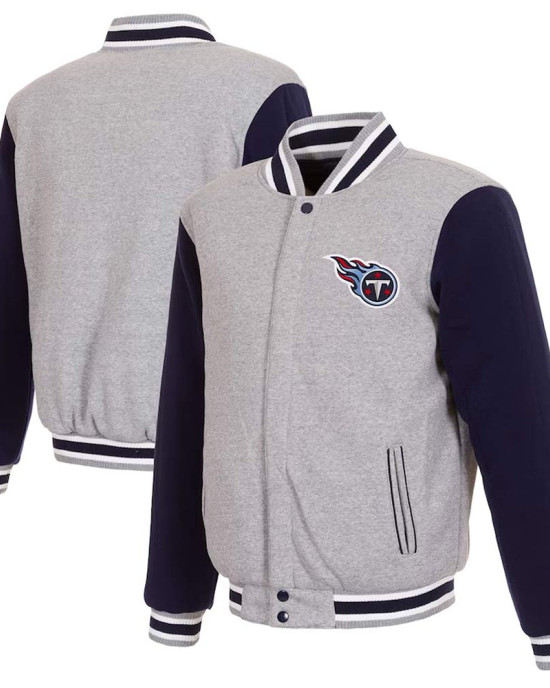 Tennessee Titans Varsity Gray and Navy Wool Jacket Tennessee Titans Varsity Gray and Navy Wool Jacket