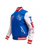 Texas Rangers Script Tail Classic Rib Varsity Jacket