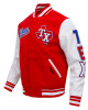 Texas Rangers Script Tail Classic Rib Varsity Jacket Texas Rangers Script Tail Classic Rib Varsity Jacket