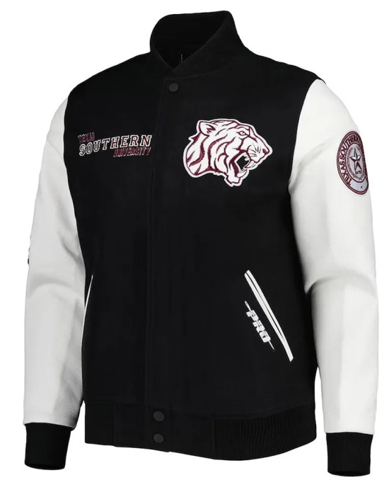 Texas Southern Tigers Black and White Classic Varsity Jacket Texas Southern Tigers Black and White Classic Varsity Jacket