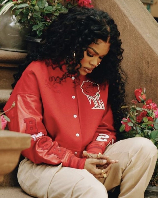 Teyana Taylor Rose Red Varsity Jacket