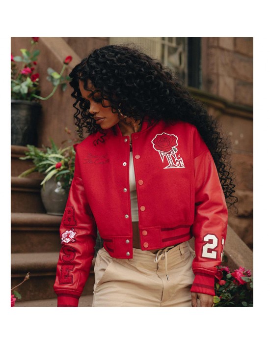 Teyana Taylor Rose Red Varsity Jacket