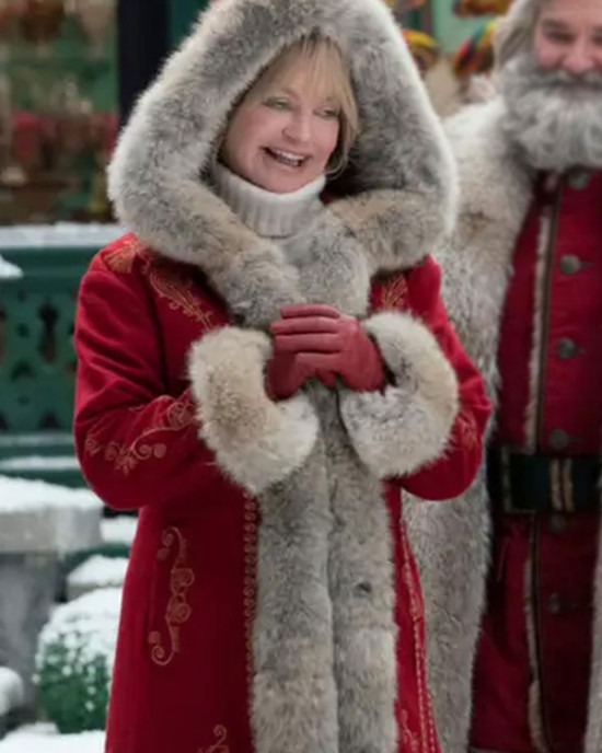 The Christmas Chronicles 2 Mrs. Claus Red Hooded Fur Collar Coat The Christmas Chronicles 2 Mrs. Claus Red Hooded Fur Collar Coat