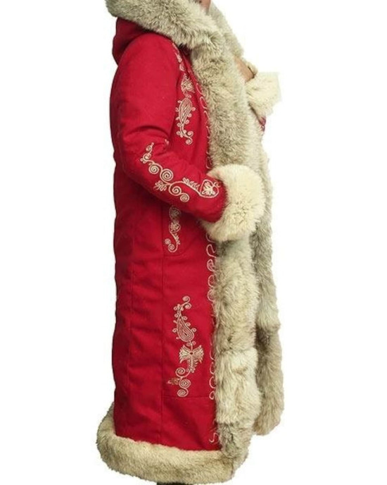 The Christmas Chronicles 2 Mrs. Claus Red Hooded Fur Collar Coat The Christmas Chronicles 2 Mrs. Claus Red Hooded Fur Collar Coat