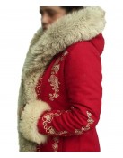 The Christmas Chronicles 2 Mrs. Claus Red Hooded Fur Collar Coat