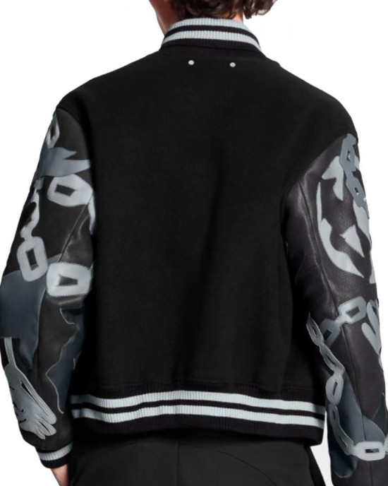 The Kid Laroi Wrong Camo Chains LV Varsity Jacket The Kid Laroi Wrong Camo Chains LV Varsity Jacket
