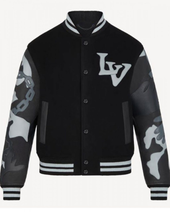 The Kid Laroi Wrong Camo Chains LV Varsity Jacket The Kid Laroi Wrong Camo Chains LV Varsity Jacket