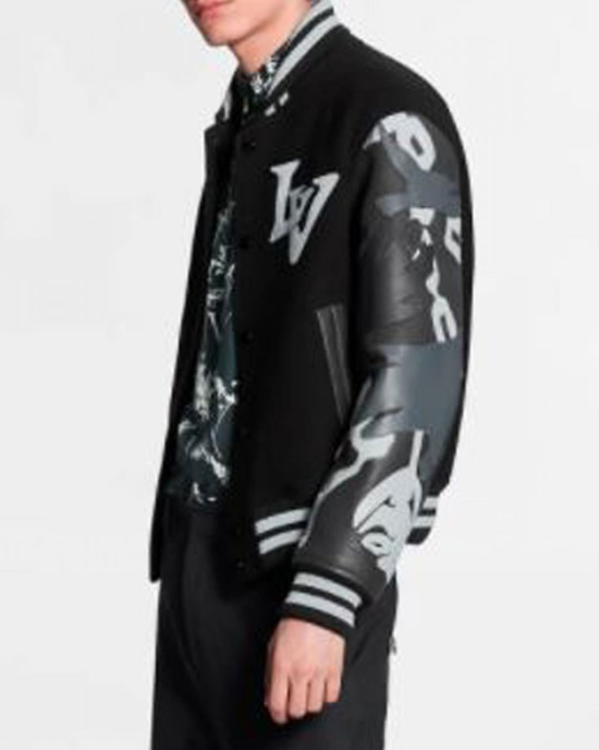 The Kid Laroi Wrong Camo Chains LV Varsity Jacket The Kid Laroi Wrong Camo Chains LV Varsity Jacket