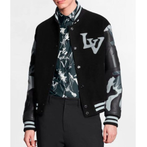 The Kid Laroi Wrong Camo Chains LV Varsity Jacket