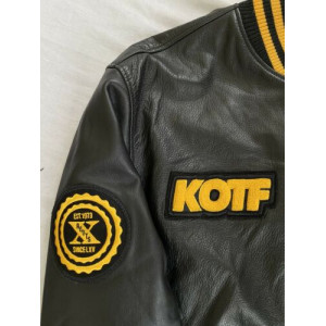 The Weeknd XO KOTF Leather Yellow Varsity Jacket