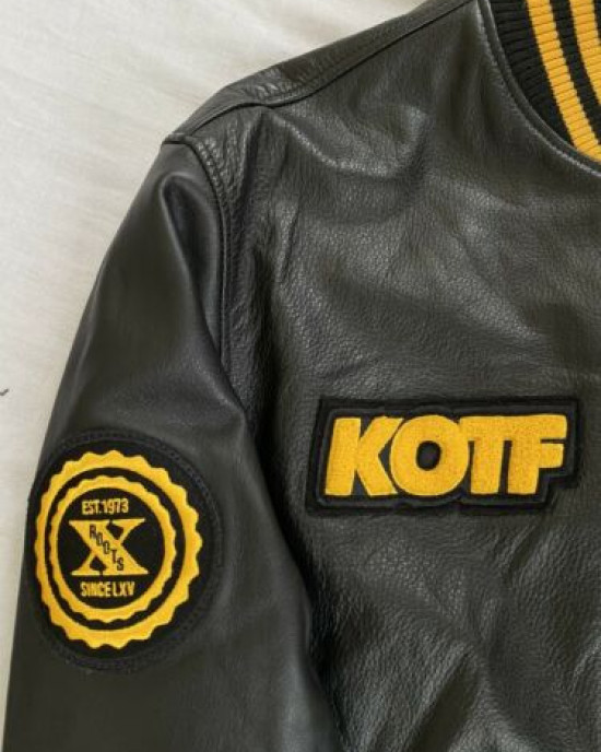 The Weeknd XO KOTF Leather Yellow Varsity Jacket