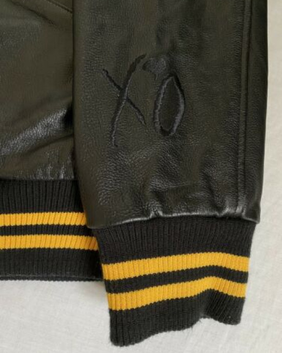 The Weeknd XO KOTF Leather Yellow Varsity Jacket