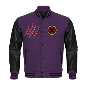The Wolverine Logo Black and Purple Varsity Jacket