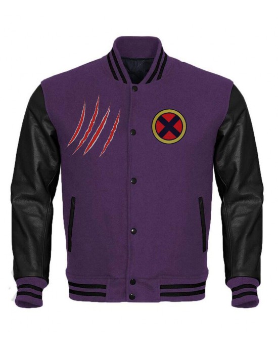 The Wolverine Logo Black and Purple Varsity Jacket