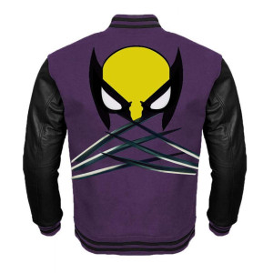 The Wolverine Logo Black and Purple Varsity Jacket