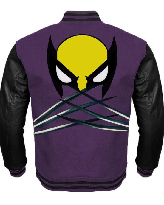 The Wolverine Logo Black and Purple Varsity Jacket
