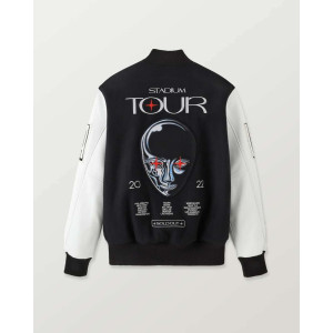 The XO Weeknd Stadium Varsity Jacket Black and White