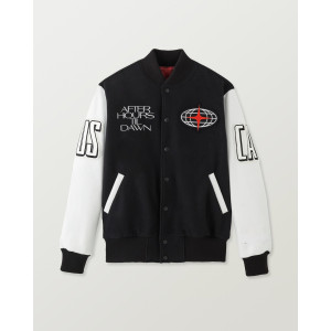 The XO Weeknd Stadium Varsity Jacket Black and White