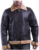 Tom Hardy Dunkirk Farrier Brown Leather Shearling Bomber Jacket