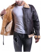 Tom Hardy Dunkirk Farrier Brown Leather Shearling Bomber Jacket