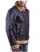 Tom Hardy Dunkirk Farrier Brown Leather Shearling Bomber Jacket