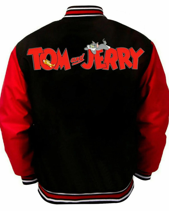 Tom and Jerry Red and Black Varsity Jacket Tom and Jerry Red and Black Varsity Jacket