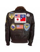 Top Gun Tom Cruise Maverick Bomber Brown Leather Jacket