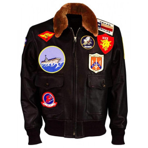 Top Gun Tom Cruise Maverick Bomber Brown Leather Jacket 