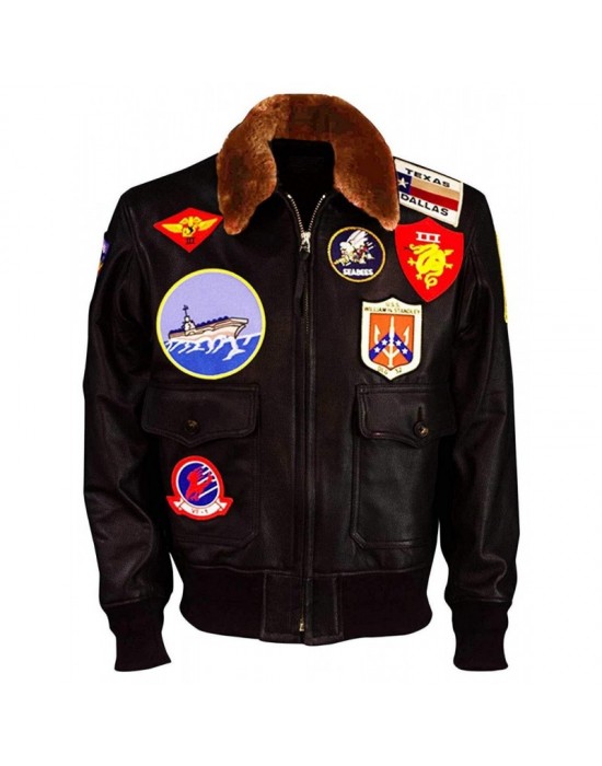 Top Gun Tom Cruise Maverick Bomber Brown Leather Jacket