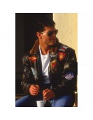 Top Gun Tom Cruise Maverick Bomber Brown Leather Jacket