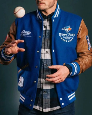 Toronto Blue Jays Varsity Blue and Brown Jacket